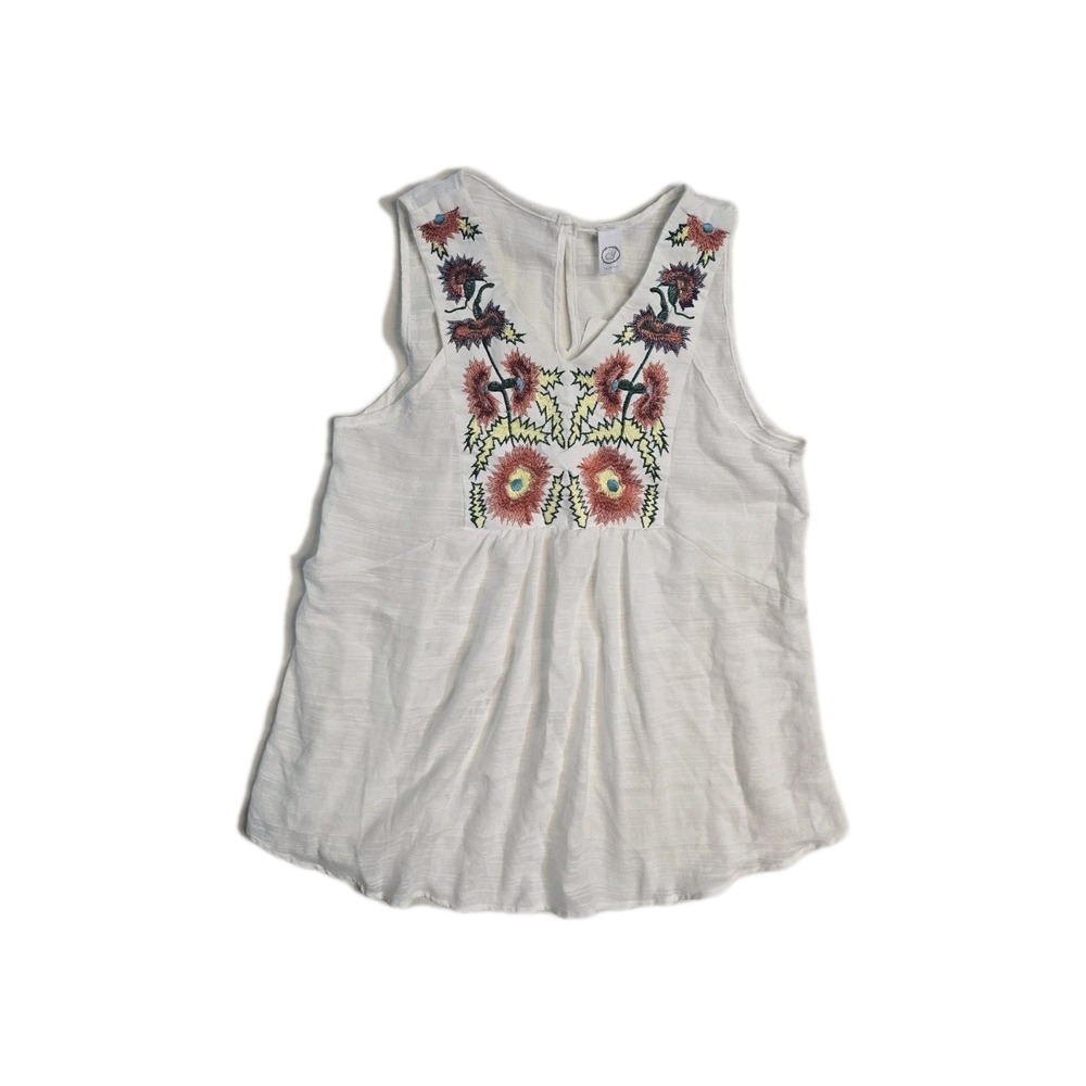 Rilay Grace Fashion Miss Me Tank Small White Women's New White Embroidered